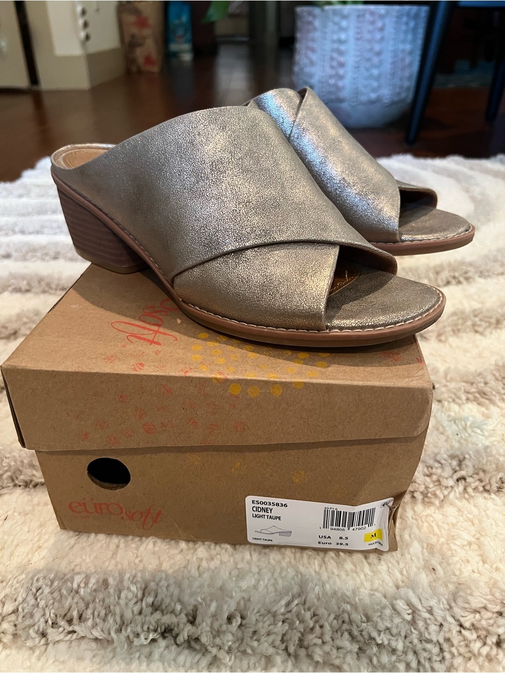 Sofft Cindy Metallic Light Taupe Slip-On Mules